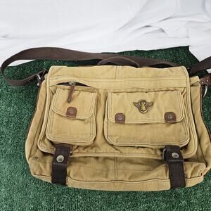Vintage Fossil Canvas Khaki Crossbody Y2k Messanger Bag Travel+ Laptop Bag Tan